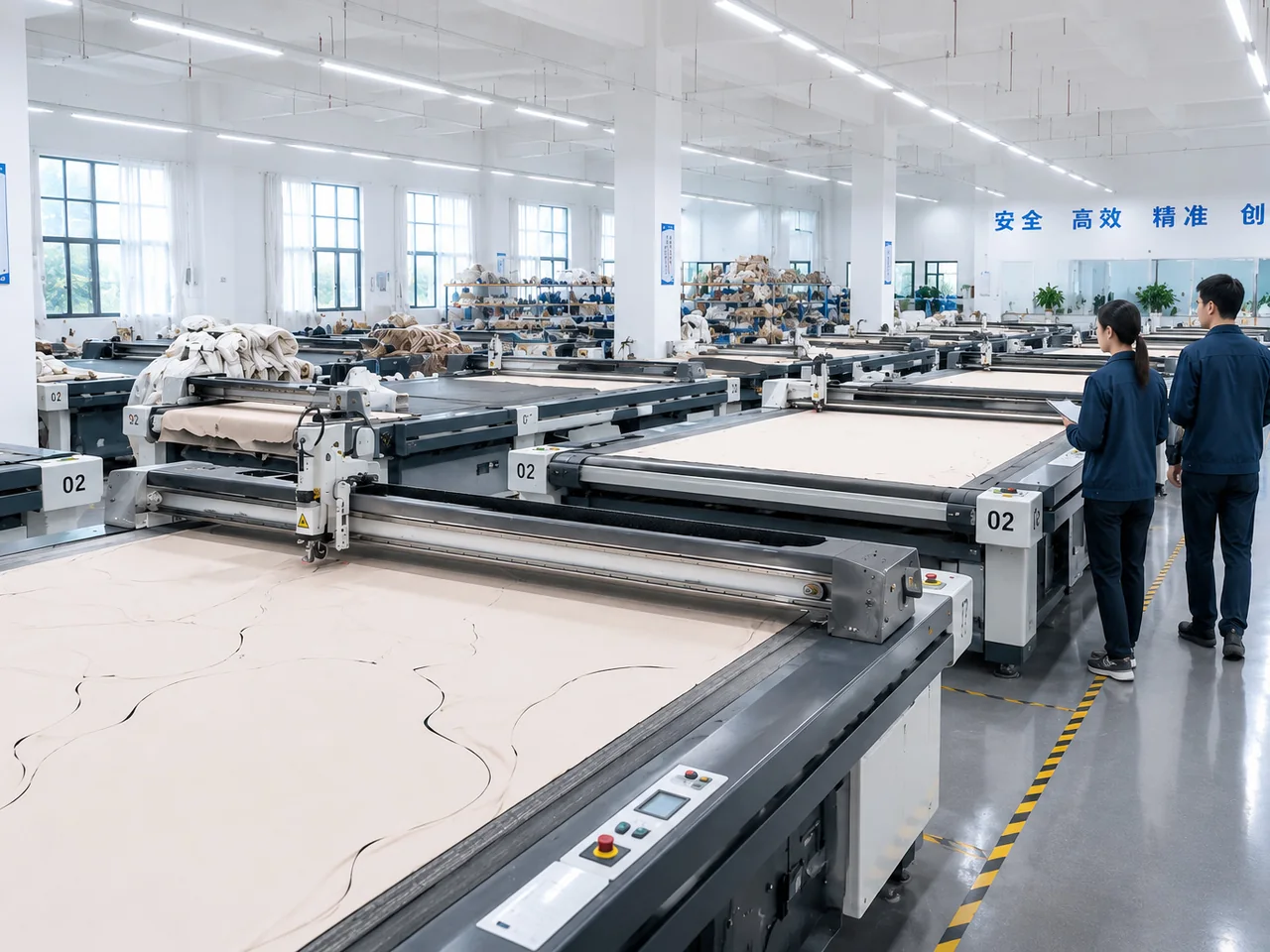 Automated textile cutting workshop at the Kingworth Ningbo factory