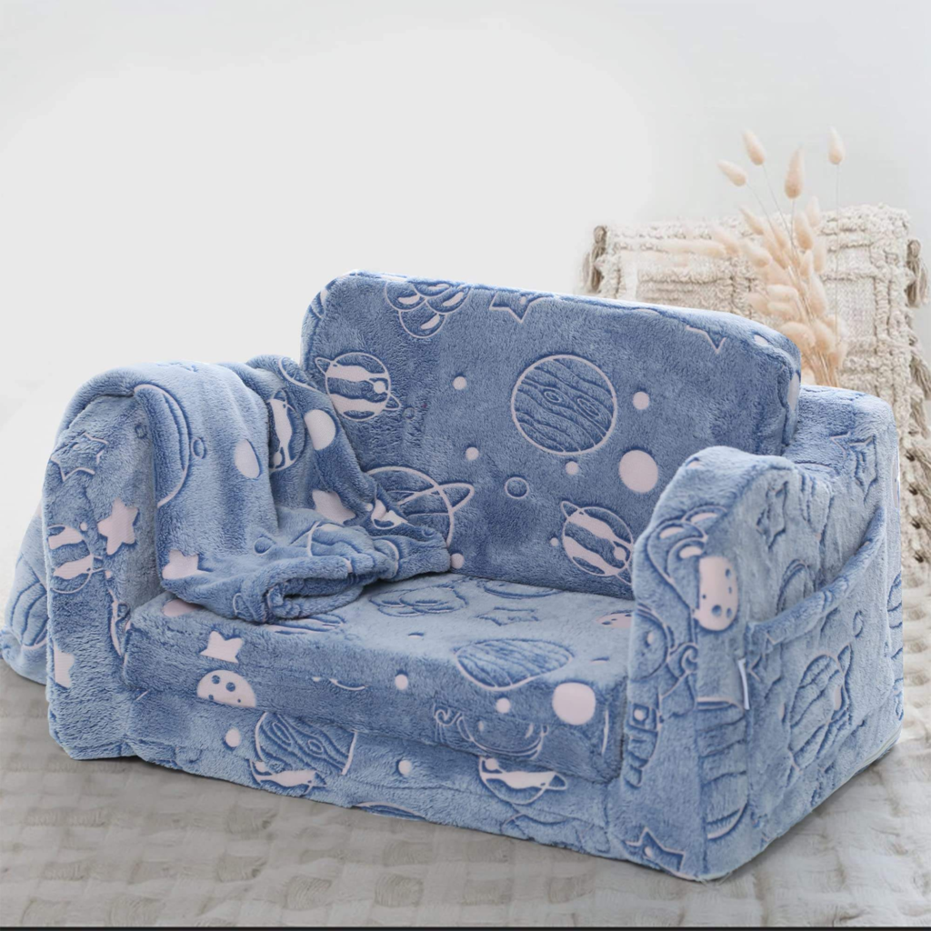 Foldable Kids Sofa Bed Glowing Star Print Custom Play Couch for Naptime | Kingworth