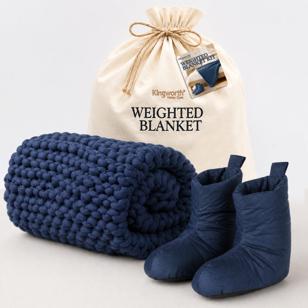 Hand-Knitted Weighted Blanket and Boot Set Thick Comfort for Home Use | Kingworth
