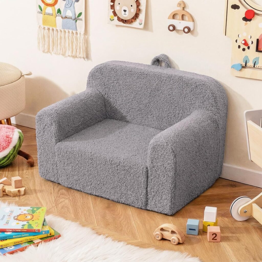 Kids Sofa Chair Fluffy Soft Single Plush Toddler Arm Couch for Children
