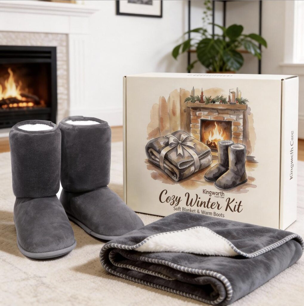 Cozy Winter Kit Soft Sherpa Blanket & Warm Boots Double Sided Lightweight Durable For Home | Kingworth