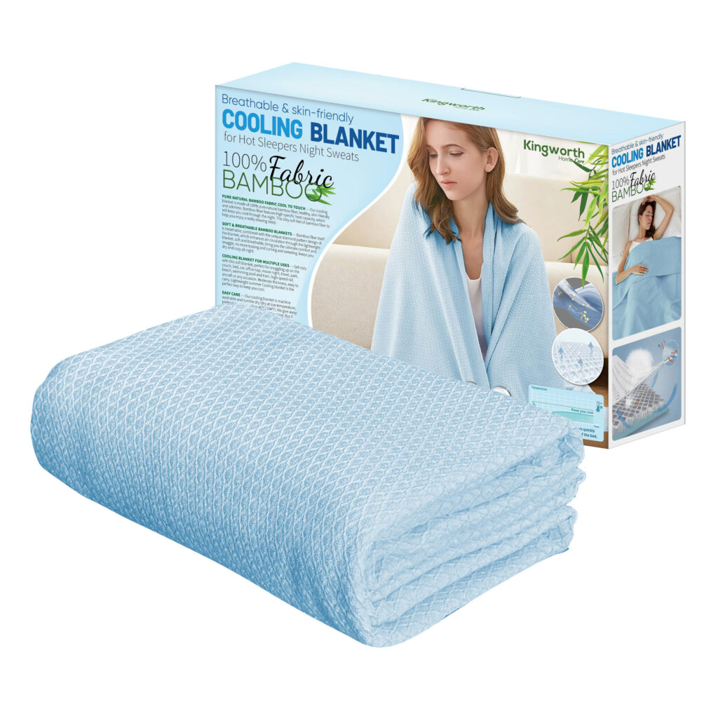 Bamboo Cooling Blanket Lightweight Breathable Skin Friendly for Hot Sleepers Night Sweats | Kingworth