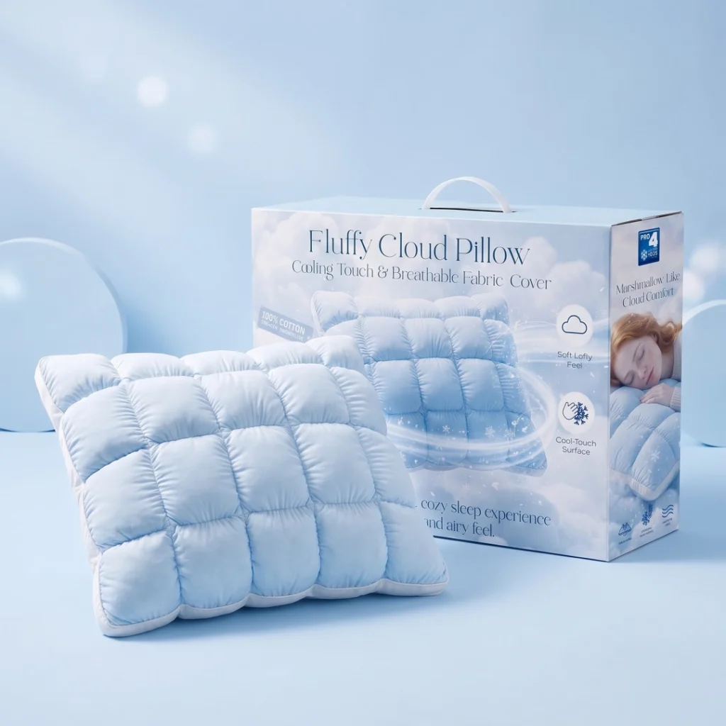 Cooling Cover Soft Fluffy Puff Pillow Neck Support | Kingworth