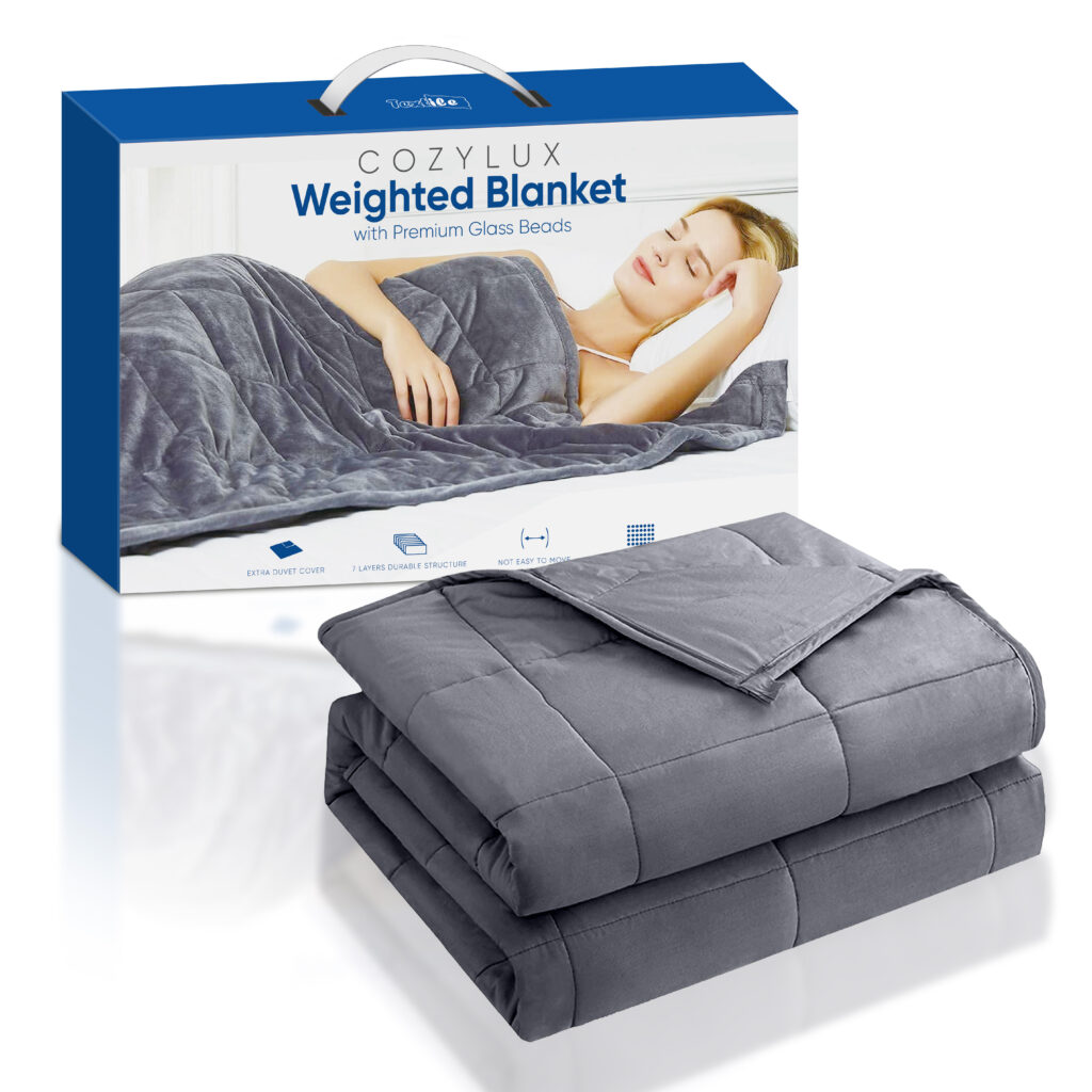 Premium Quiet Glass Beads Weighted Blanket 100% Cotton Fabric Stress Relief for Deep Sleep | Kingworth