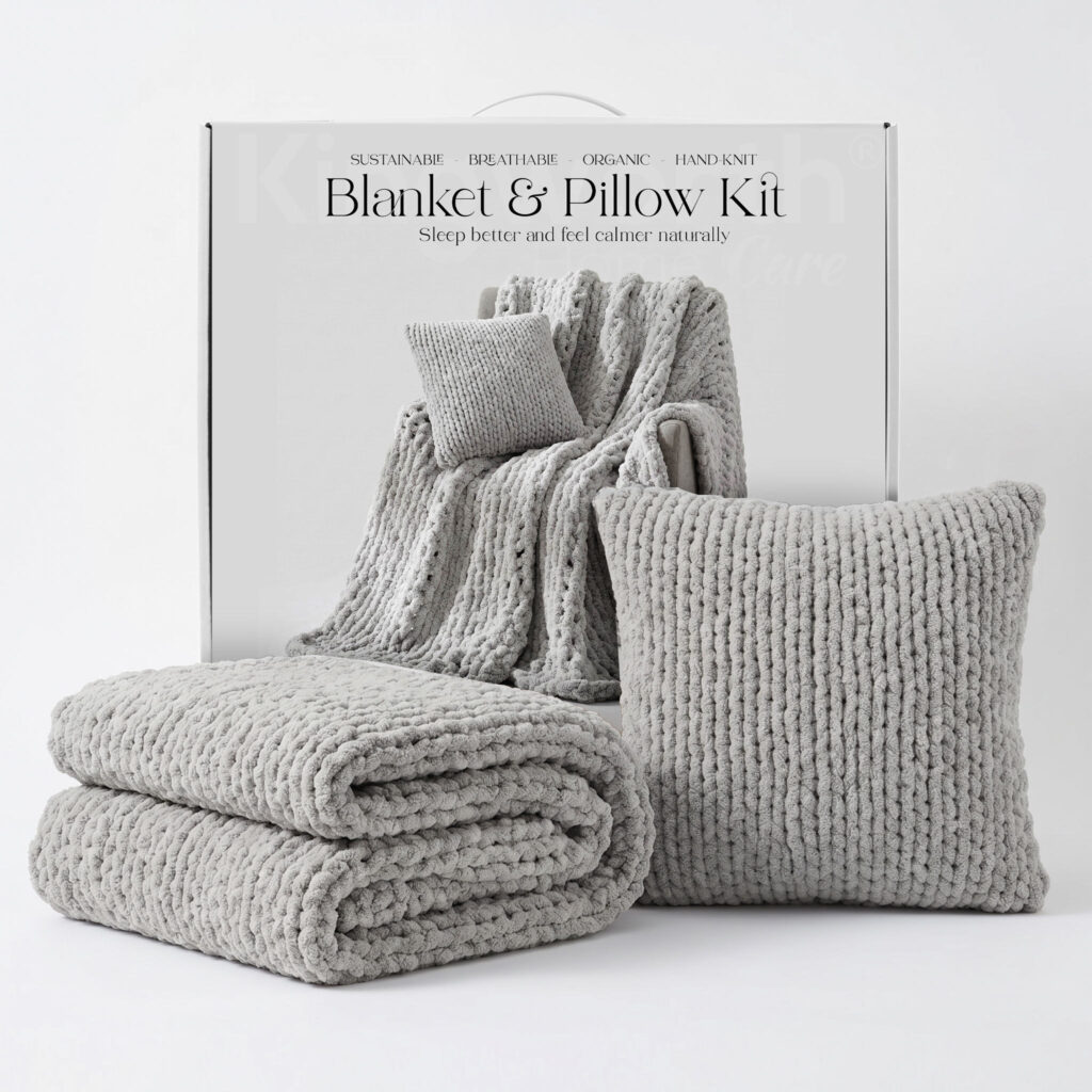 Chenille Knitted Throw Blanket & Pillow Set Lightweight Breathable Layer for Year-Round Warmth | Kingworth