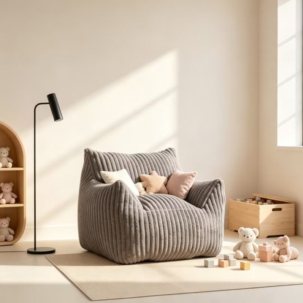Kingworth Kids Corduroy Soft Fluffy Custom Color Bean Bag Sofa for Livingroom
