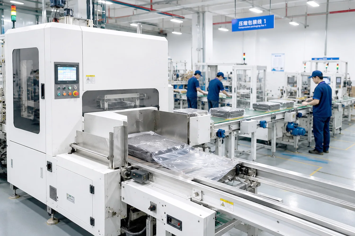 Automated compression packaging line at the Kingworth factory