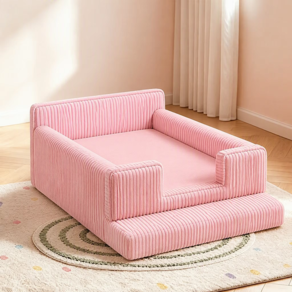 Modular Corduroy Kids Sofa High Density Foam Vacuum Compressed Packing | Kingworth